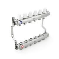 Группа коллекторная 1дюйм х 10 вых. евроконус 3/4дюйм с ручн. регулир. клапан. и кронштейном нерж. сталь SUS 304 RTP 39465